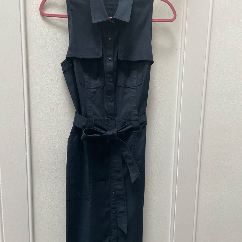 Elie Tahari Sleeveless Dark Blue Shirt Dress